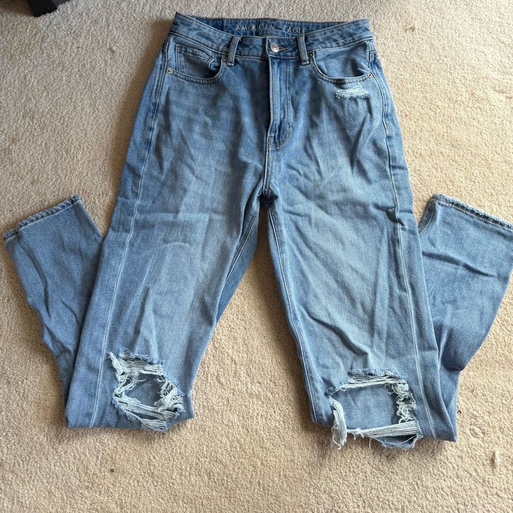 American Eagle Outfitters Blue Boyfriend Jeans Distressed